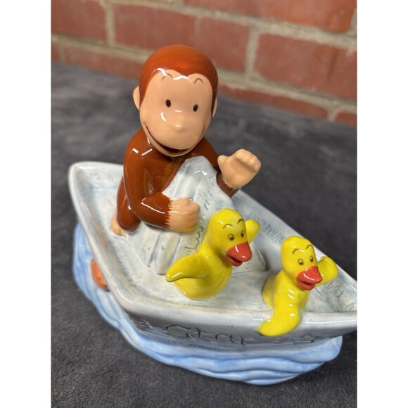 Vintage 90s 1997 Curious George Ceramic Windup Musical Figurine Music Box - Picture 6 of 8